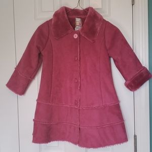 Pink Faux Suede and Fur Coat